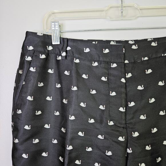 RSVP By Talbots Novelty Swan Pants Black Dress Pants High-Rise Straight Size 12 - Picture 8 of 12